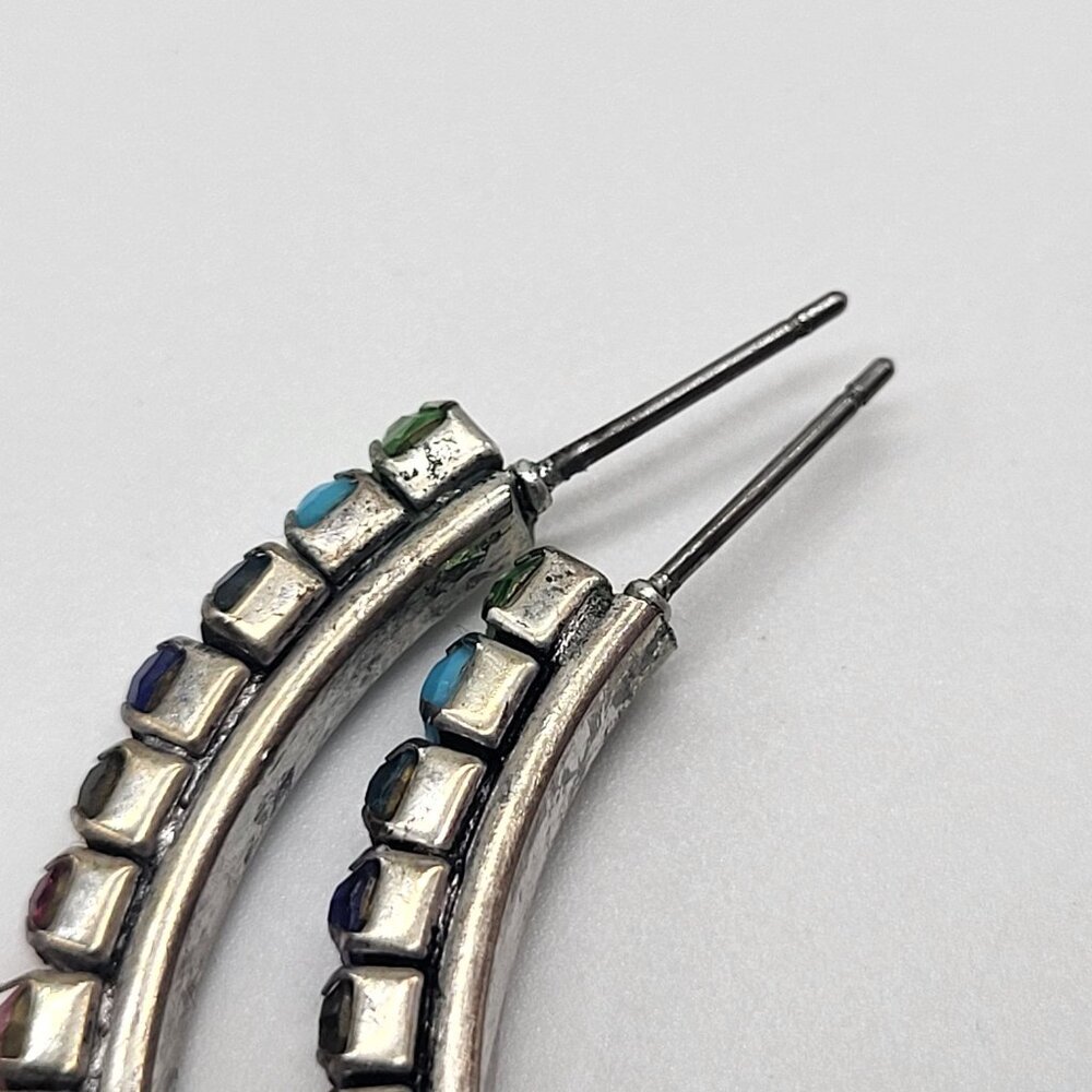 Dannijo Vega Hoop Earrings Rainbow Multicolor Silver Tone - Picture 10 of 15
